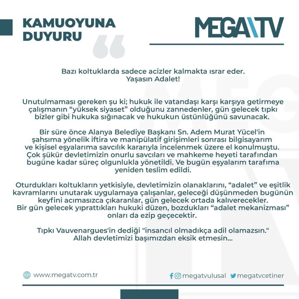 mega tv kamuoyu duyuru sablonu - Mega TV